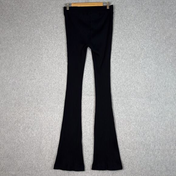 Helmut Lang Black Rib Flare High Rise Pants Size Large - Picture 4 of 9